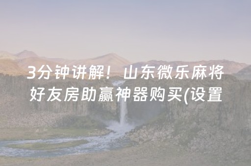 3分钟讲解！山东微乐麻将好友房助赢神器购买(设置提高好牌几率)