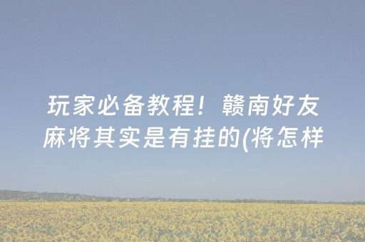 玩家必备教程！赣南好友麻将其实是有挂的(将怎样比较容易赢)