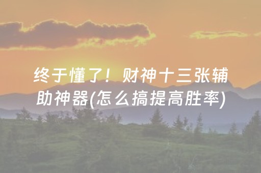 终于懂了！财神十三张辅助神器(怎么搞提高胜率)