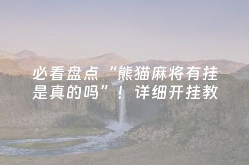 必看盘点“熊猫麻将有挂是真的吗”！详细开挂教程（确实真的有挂)-抖音