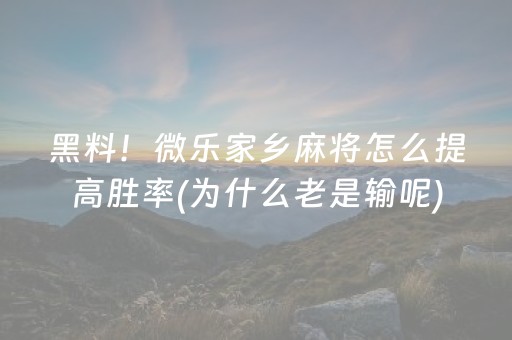 玩家必备教程“麻将十打九赢 黑科技”（详细透视教程）-哔哩哔哩