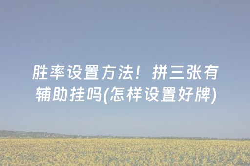 胜率设置方法！拼三张有辅助挂吗(怎样设置好牌)