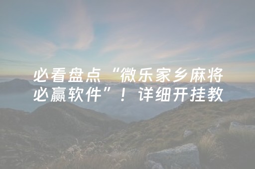 必看盘点“微乐家乡麻将必赢软件”！详细开挂教程（确实真的有挂)-抖音