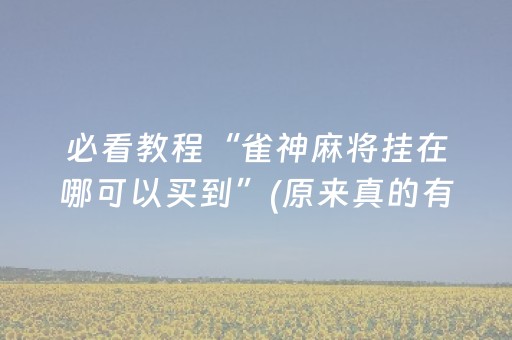 必看教程“雀神麻将挂在哪可以买到”(原来真的有挂)-抖音
