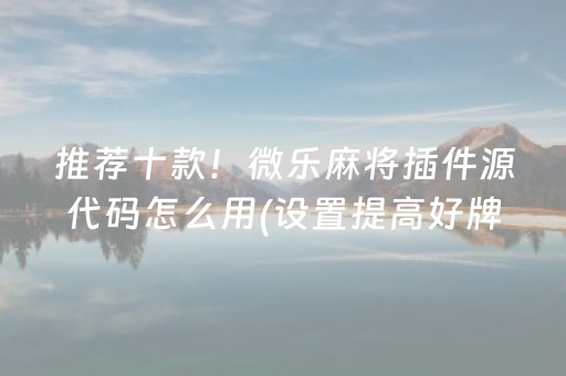 推荐十款！微乐麻将插件源代码怎么用(设置提高好牌几率)