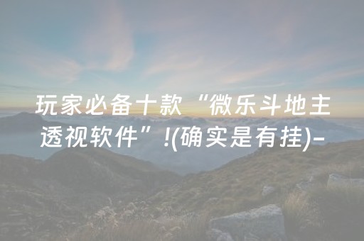 玩家必备十款“微乐斗地主透视软件”!(确实是有挂)-抖音