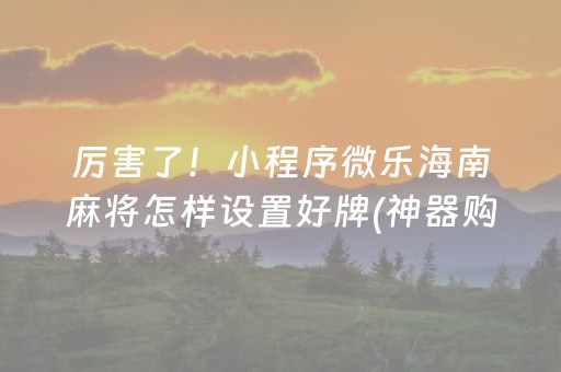 厉害了！小程序微乐海南麻将怎样设置好牌(神器购买好牌规律)