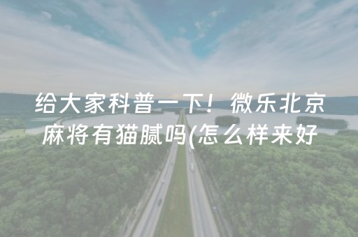 给大家科普一下！微乐北京麻将有猫腻吗(怎么样来好牌)