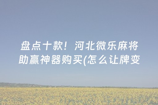 盘点十款！河北微乐麻将助赢神器购买(怎么让牌变好)