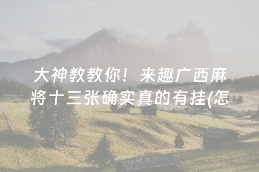 大神教教你！来趣广西麻将十三张确实真的有挂(怎么让系统给好牌)