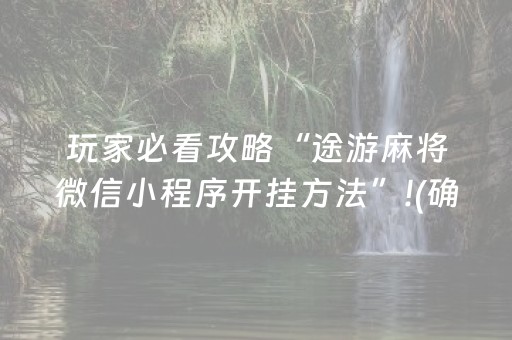 玩家必看攻略“途游麻将微信小程序开挂方法”!(确实是有挂)-抖音