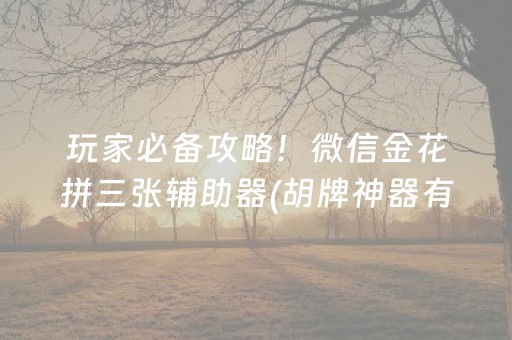玩家必备攻略！微信金花拼三张辅助器(胡牌神器有猫腻吗)