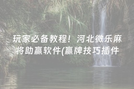 玩家必备教程！河北微乐麻将助赢软件(赢牌技巧插件安装)