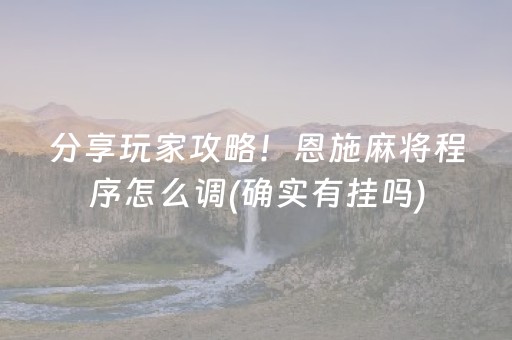 分享玩家攻略！恩施麻将程序怎么调(确实有挂吗)