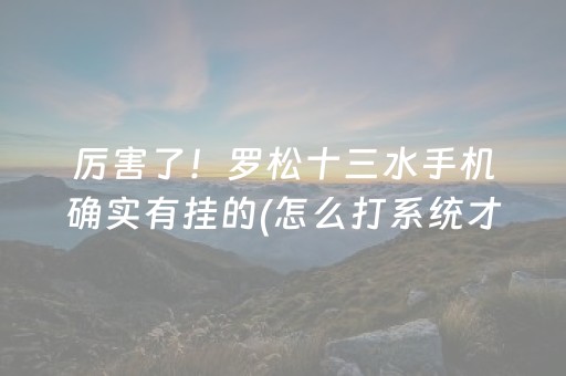 厉害了！罗松十三水手机确实有挂的(怎么打系统才能给好牌)