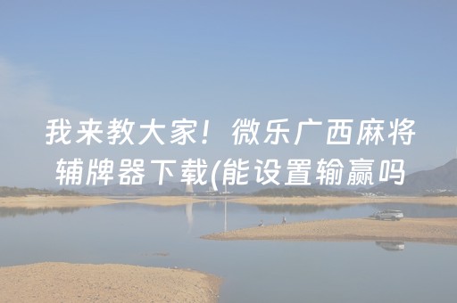 我来教大家！微乐广西麻将辅牌器下载(能设置输赢吗)