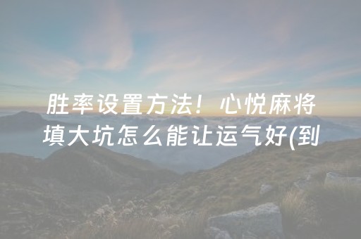 胜率设置方法！心悦麻将填大坑怎么能让运气好(到底是不是有挂)