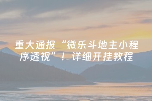 重大通报“微乐斗地主小程序透视”！详细开挂教程（确实真的有挂)-抖音