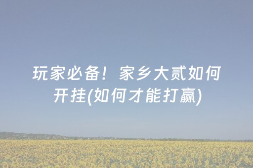 玩家必备！家乡大贰如何开挂(如何才能打赢)