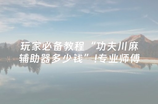 玩家必备教程“功夫川麻辅助器多少钱”!专业师傅带你一起了解（详细教程）-抖音