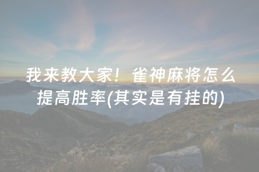 我来教大家！雀神麻将怎么提高胜率(其实是有挂的)