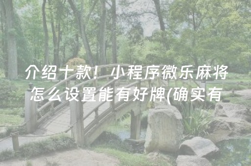 介绍十款！小程序微乐麻将怎么设置能有好牌(确实有挂)