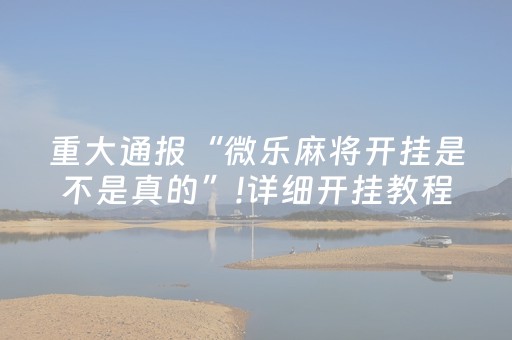 重大通报“微乐麻将开挂是不是真的”!详细开挂教程-抖音