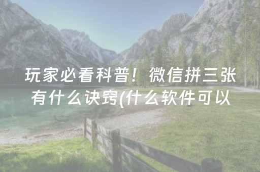 玩家必看科普！微信拼三张有什么诀窍(什么软件可以赢)
