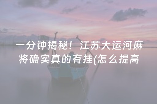 一分钟揭秘！江苏大运河麻将确实真的有挂(怎么提高好牌几率)