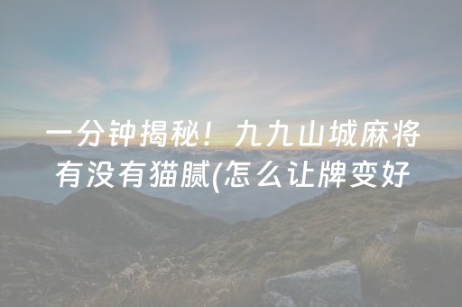 一分钟揭秘！九九山城麻将有没有猫腻(怎么让牌变好)