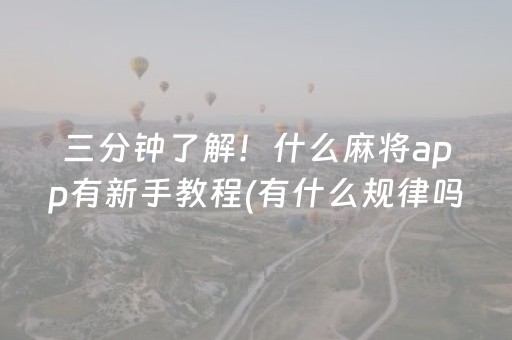 三分钟了解！什么麻将app有新手教程(有什么规律吗)