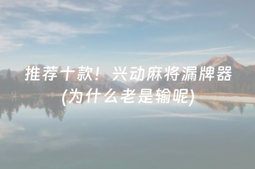 推荐十款！兴动麻将漏牌器(为什么老是输呢)
