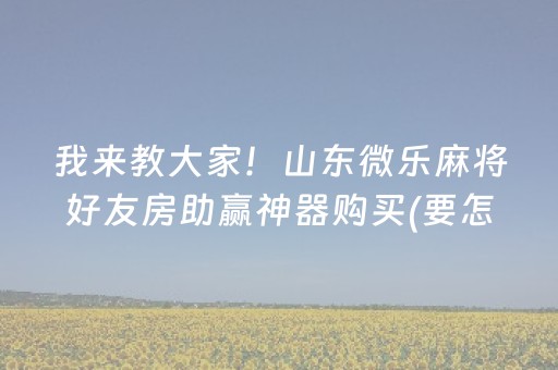 我来教大家！山东微乐麻将好友房助赢神器购买(要怎么样拿到好牌)