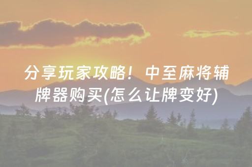 分享玩家攻略！中至麻将辅牌器购买(怎么让牌变好)