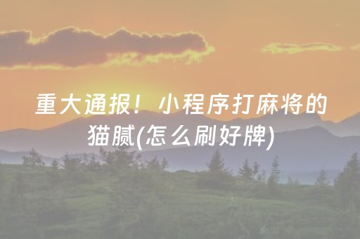 重大通报！小程序打麻将的猫腻(怎么刷好牌)