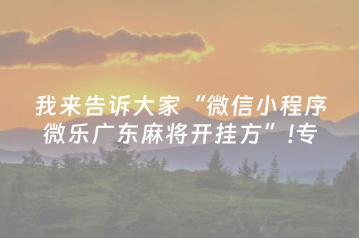 我来告诉大家“微信小程序微乐广东麻将开挂方”!专业师傅带你一起了解（详细教程）-抖音