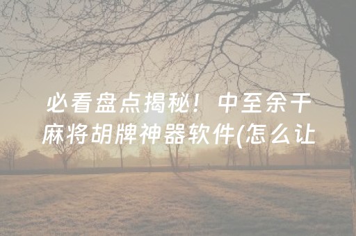 必看盘点揭秘！中至余干麻将胡牌神器软件(怎么让系统发好牌)