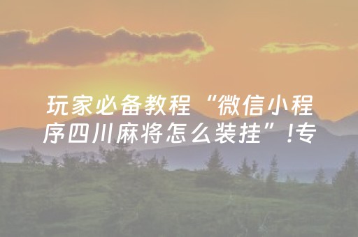 玩家必备教程“微信小程序四川麻将怎么装挂”!专业师傅带你一起了解（详细教程）-抖音