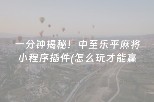 一分钟揭秘！中至乐平麻将小程序插件(怎么玩才能赢)