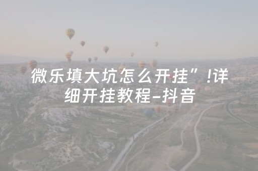 微乐填大坑怎么开挂”!详细开挂教程-抖音