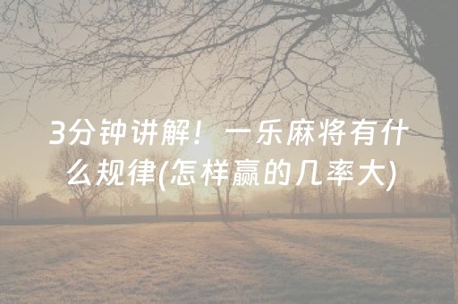 3分钟讲解！一乐麻将有什么规律(怎样赢的几率大)