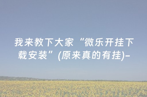 我来教下大家“微乐开挂下载安装”(原来真的有挂)-抖音
