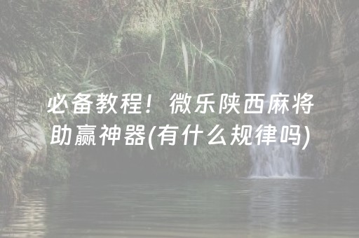 必备教程！微乐陕西麻将助赢神器(有什么规律吗)