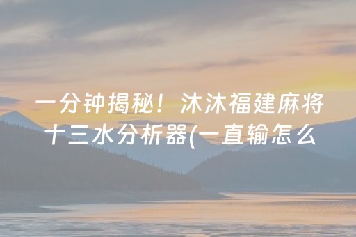 一分钟揭秘！沐沐福建麻将十三水分析器(一直输怎么办)