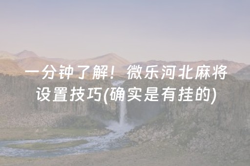 一分钟了解！微乐河北麻将设置技巧(确实是有挂的)