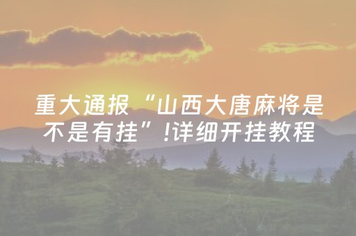 重大通报“山西大唐麻将是不是有挂”!详细开挂教程-抖音