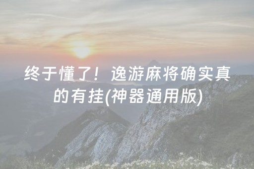 终于懂了！逸游麻将确实真的有挂(神器通用版)