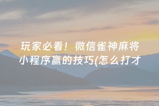 玩家必看！微信雀神麻将小程序赢的技巧(怎么打才赢)