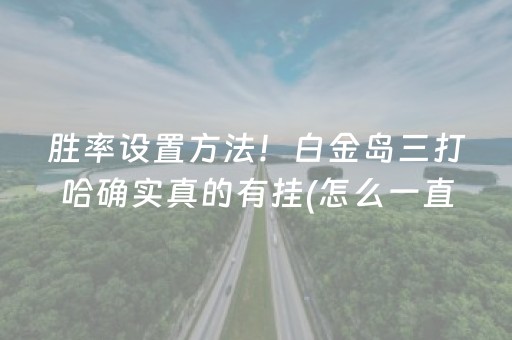胜率设置方法！白金岛三打哈确实真的有挂(怎么一直赢)