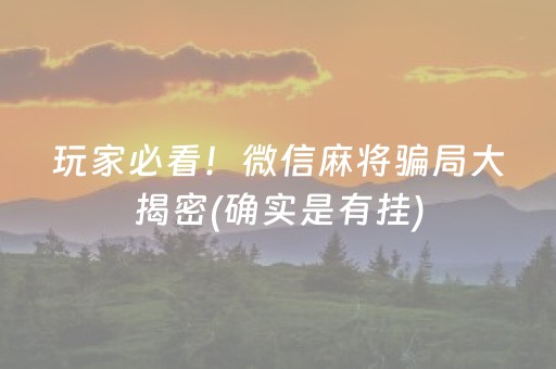 玩家必看！微信麻将骗局大揭密(确实是有挂)